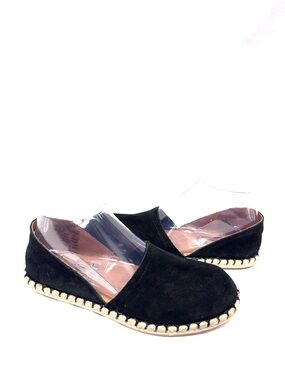 MIZ MOOZ WOMEN'S SLIP ON SUEDE ESPADRILLE FLATS BLACK 37EU / 7US # T-106